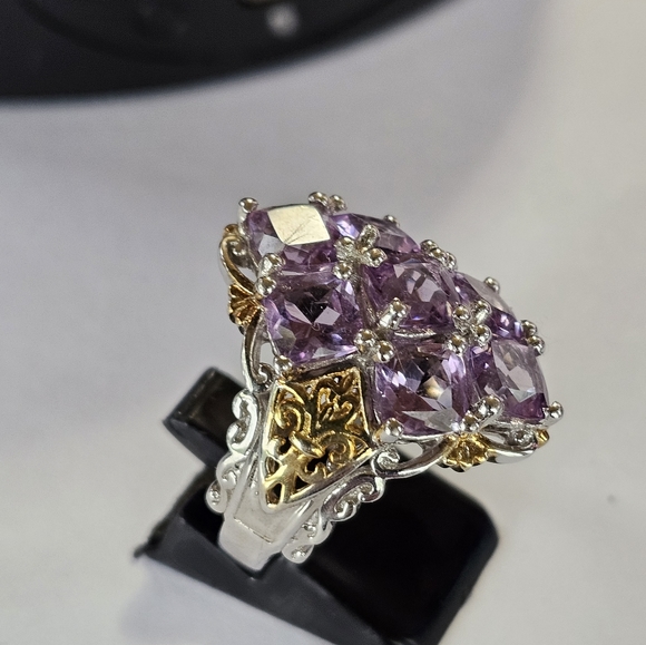 Rose De France Amethyst Ring 925/14k Gold Accents Sz 9 - Picture 3 of 10